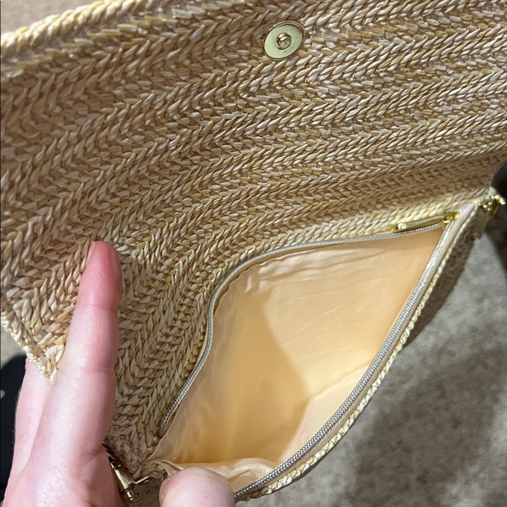 Dior Beige Woven Clutch with Pearl Accent - Picture 3 of 4